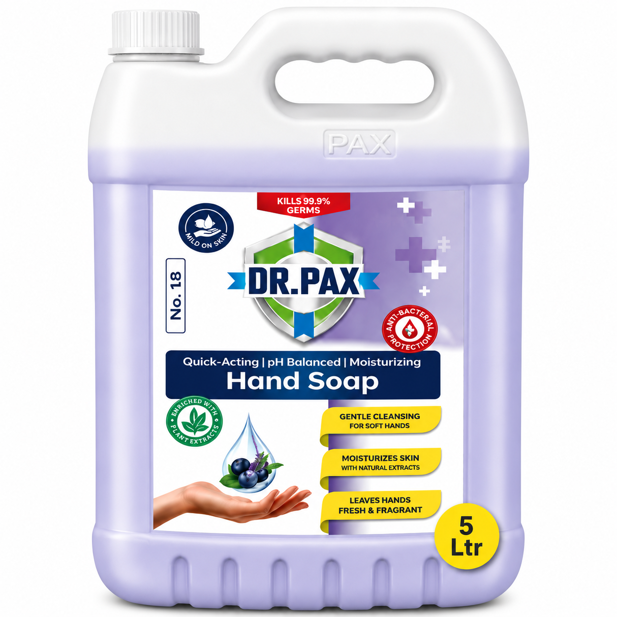 Dr Pax Anti-Bacterial Moisturizing Disinfectant Hand Soap Wash - 5Ltr